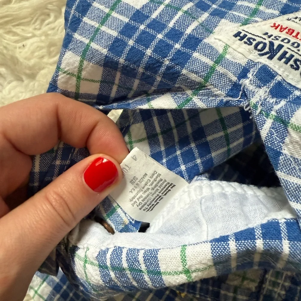 OshKosh B'gosh Blue Plaid Kids Overalls